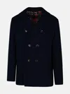 Etro 'pea' Blue Wool Jacket In Blue