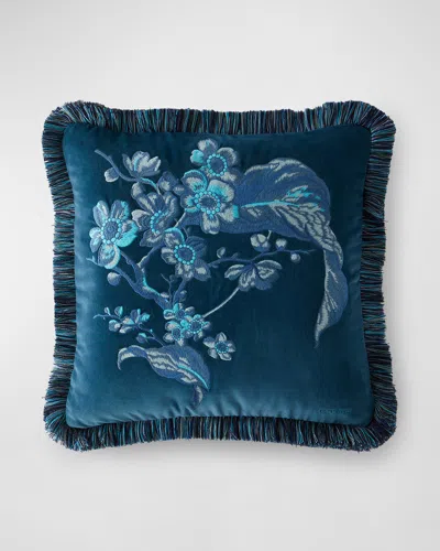 Etro Peach Reversible Embroidered Pillow In Blue