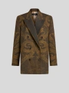 Etro Jacquard Wool Blazer In Grün