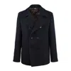 Etro Wool Coat With Lapels And Decorative Buttons In Blue