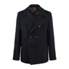 Etro Wool Coat With Lapels And Decorative Buttons In Blue