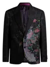 Etro Peacock-jacquard Single-breasted Blazer In Black