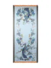 Etro Peacocks-print Wool Scarf In Blue