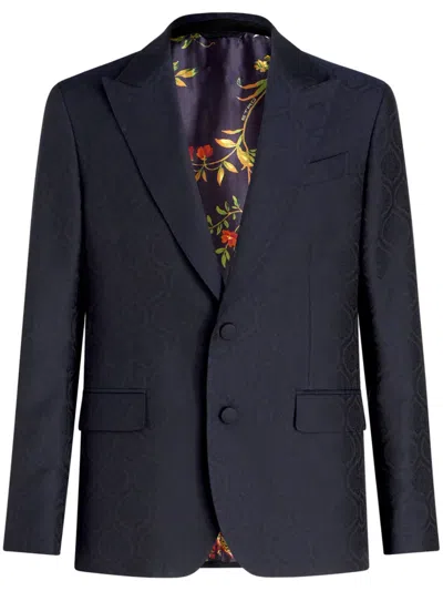 Etro Peak-lapels Single-breasted Blazer In Black