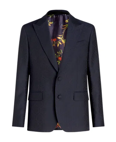 Etro Peak-lapels Single-breasted Blazer In Black