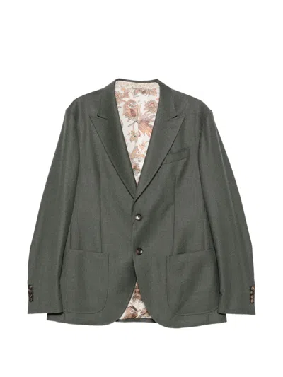 Etro Peak-lapel Single-breasted Suit In Green