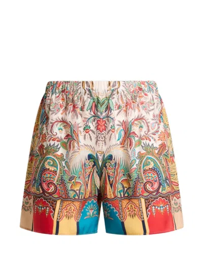 Etro Peau D'ange Silk Mini Short In Multi