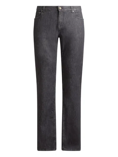 Etro Pegaso-appliqué Jeans In Gray