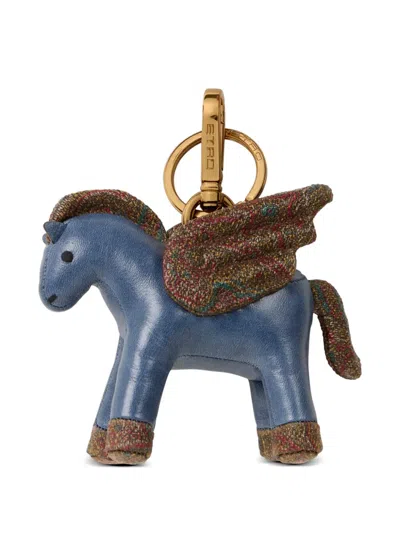 Etro Pegaso Bag Charm In Black
