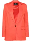 Etro Pegaso-button Gabardine Blazer In Red