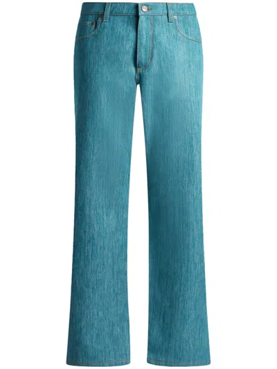 Etro Pegaso-button Jeans In Blue