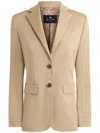 Etro Pegaso-buttons Cotton Blazer In Neutrals