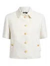 Etro Pegaso-buttons Short-sleeve Cropped Jacket In Neutral