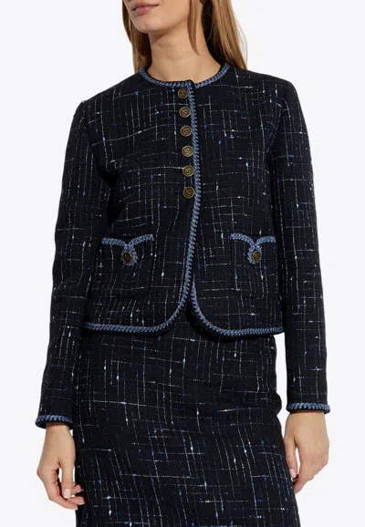 Etro Pegaso-buttons Tweed Jacket In Blue