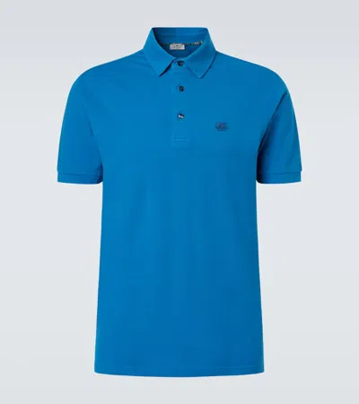 Etro Short Sleeve Polo Shirt With Ribbed Collar In Blue