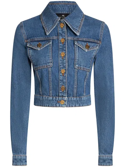 ETRO PEGASO DENIM JACKET WITH EMBROIDERY