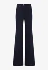 Etro Flared Leg Embroidered Back Pocket Trousers In Black