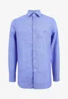 Etro Pegaso Embroidered Button-up Shirt In Black