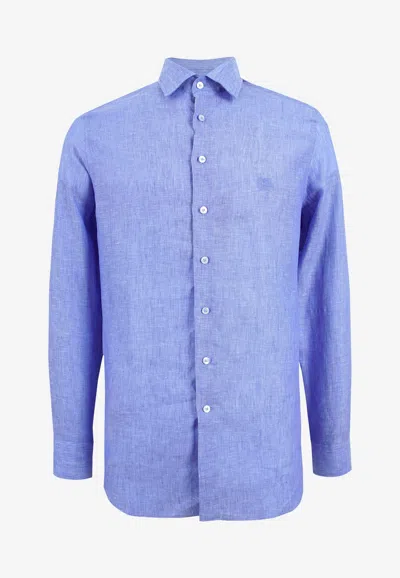 Etro Pegaso Embroidered Button-up Shirt In Black