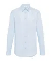 Etro Pegaso Embroidered Buttoned Poplin Shirt In Blue