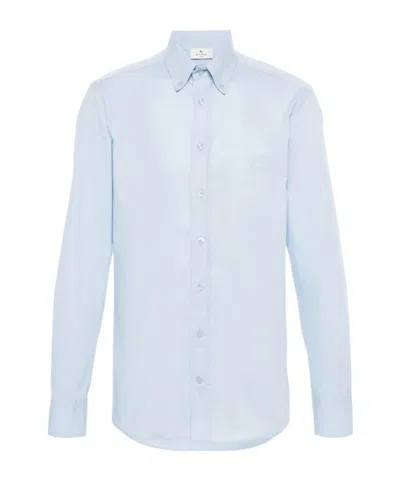 Etro Pegaso Embroidered Buttoned Poplin Shirt In Multi