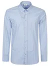 Etro Cotton Shirt With Hopsack Pattern In Clear Blue