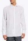 Etro Linen Shirt With Pegaso Logo In White