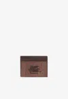 Etro Pegaso-embroidered Cardholder In Burgundy