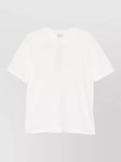 Etro Pegaso Embroidered Cotton Crew Neck Tshirt In White