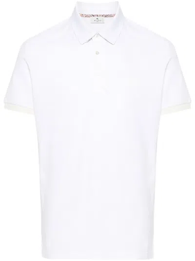Etro Pegaso-embroidered Cotton Polo Shirt In White