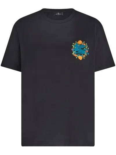 ETRO PEGASO-EMBROIDERED COTTON T-SHIRT