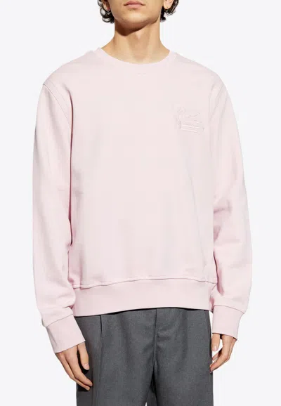 Etro Pegaso Embroidered Crewneck Sweatshirt In Pink