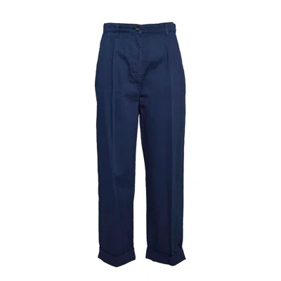 Etro Pegaso Embroidered Cropped Pants In Blue