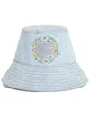 Etro Pegaso Embroidered Denim Bucket Hat In Blue