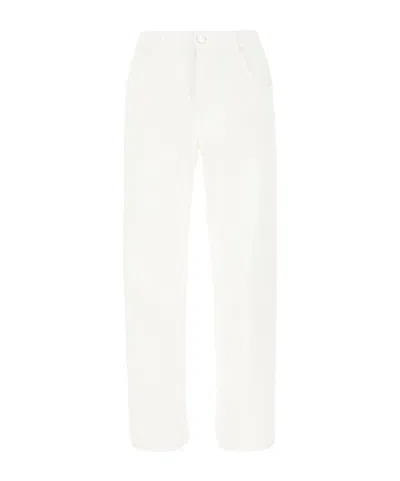 Etro Pegaso Embroidered Denim Jeans In White