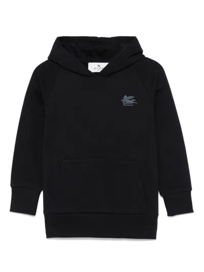 Etro Kids' Pegaso-embroidered Hoodie In Blue