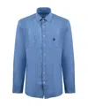 Etro Pegaso-embroidered Long-sleeved Shirt In Blue