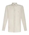 Etro Pegaso-embroidered Mélange-effect Shirt In Nude