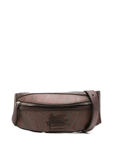 Etro Pegaso-embroidered Paisley Belt Bag In Brown