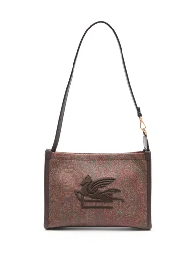 Etro Arnica Pouch With Pegaso Detail In Brown