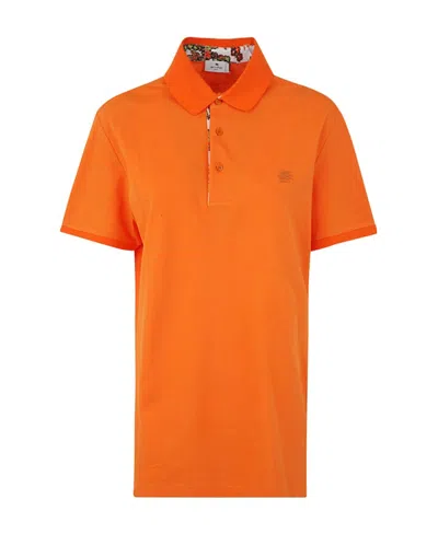 Etro Pegaso-embroidered Polo Shirt In Orange