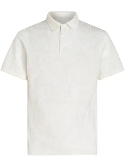 Etro Pegaso Embroidered Polo Shirt In White