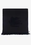 Etro Pegaso Embroidered Scarf In Blue
