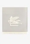 Etro Pegaso Embroidered Scarf In Gray