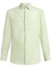 Etro Linen Shirt With Pegaso Embroidery In Green