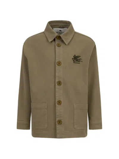 Etro Kids' Pegaso-embroidered Shirt In Multi