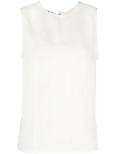 Etro Pegaso-embroidered Silk Vest Top In White