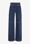 Etro Pegaso-embroidered Straight-leg Jeans In Blue