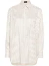 Etro Pegaso-embroidered Striped Shirt In 白色