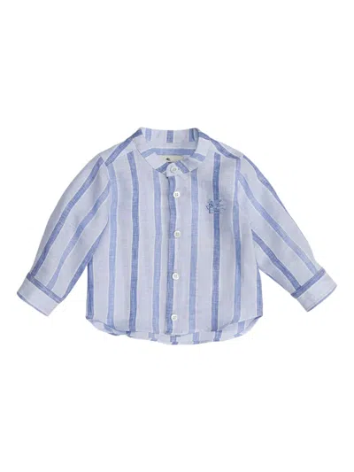 Etro Babies' Pegaso-embroidered Striped Shirt In White